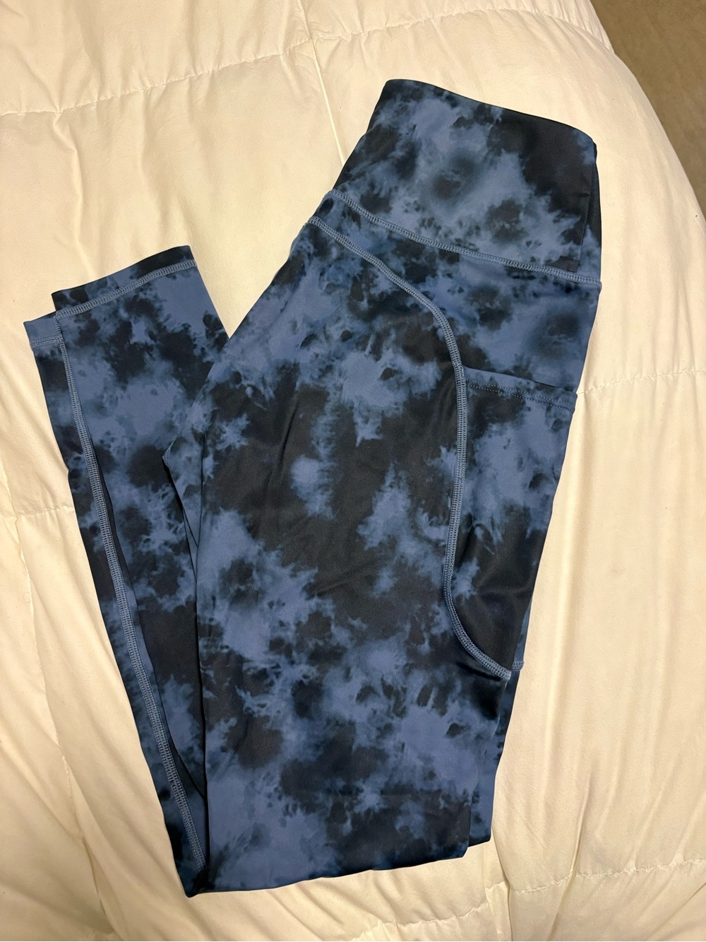 Blue Black Tie-Dye Leggings